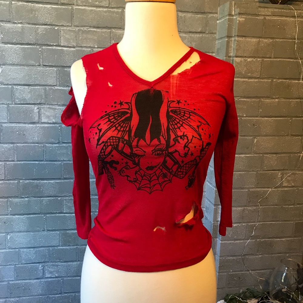 Shredded, ripped Frankenstein’s Bride shirt